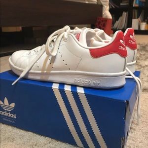 Custom red adidas superstars